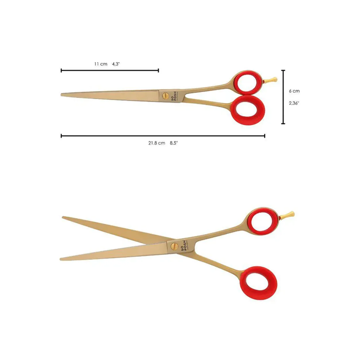 Straight scissors 8,5``satin gold STR85-G, SoPosh